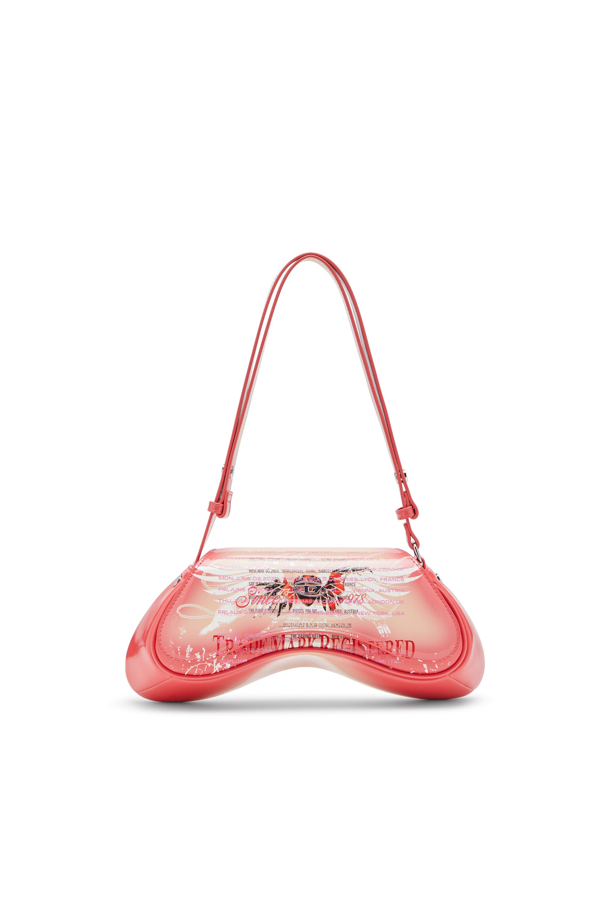 Diesel - PLAY CROSSBODY, Woman's Play-Shoulder bag in printed glossy PU in Pink - 2